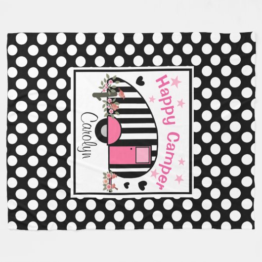 Persoonlijke Happy Camper Fleece Blanket (Voorkant (Horizontaal))