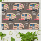 Persoonlijke Happy Campers met Flamingos Kitchen Theedoek (Gevouwen)