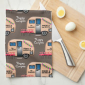 Persoonlijke Happy Campers met Flamingos Kitchen Theedoek (Quarter Fold)