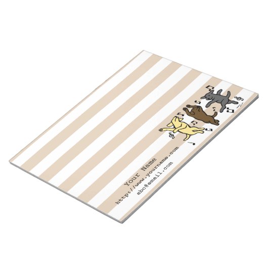 Persoonlijke Happy Dansend Lab Trio-Cartoon Notitieblok (Schuin)