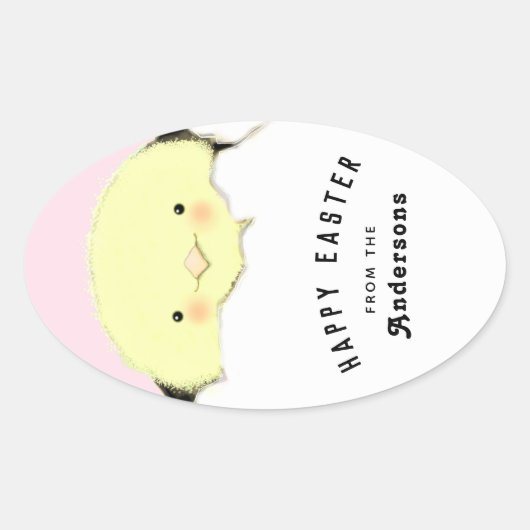 persoonlijke Happy Easter Oval-sticker Ovale Sticker (Voorkant)