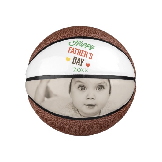 Persoonlijke Happy Fathers Day Foto Gift Basketbal (Voorkant)
