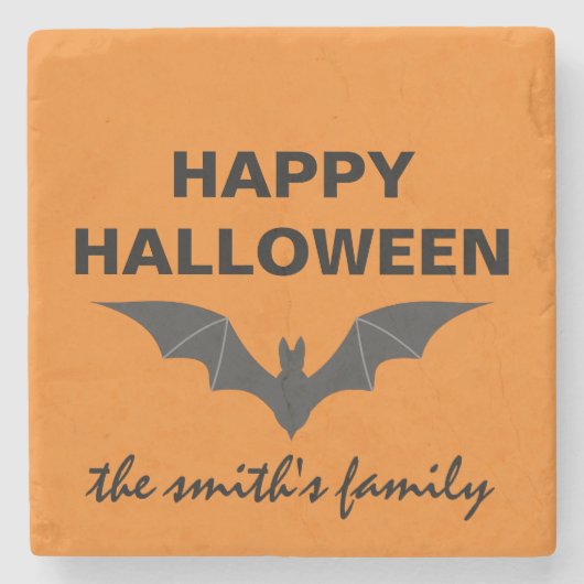 Persoonlijke Happy Halloween Bat Stenen Onderzetter (Voorkant)