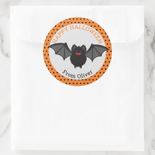 Persoonlijke Happy Halloween Bat Sticker (Tas)