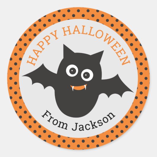 Persoonlijke Happy Halloween Bat Sticker (Voorkant)