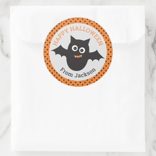 Persoonlijke Happy Halloween Bat Sticker (Tas)