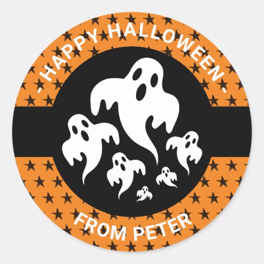 Persoonlijke Happy Halloween Boo Kinder Sticker (Voorkant)