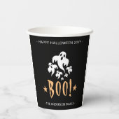 Persoonlijke Happy Halloween Boo Papieren Bekers (Achterkant)