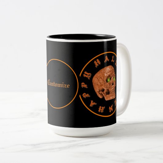 Persoonlijke Happy Halloween Glitter Skull Mok (Voorkant rechts)