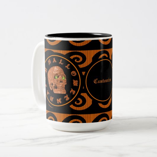 Persoonlijke Happy Halloween Glitter Skull Mok 2 (Voorkant links)