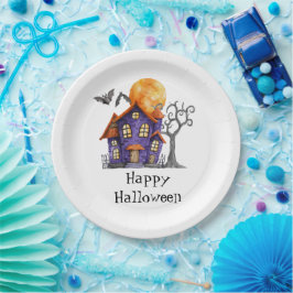 Persoonlijke Happy Halloween Haunted House Party Papieren Bordje