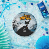 Persoonlijke Happy Halloween Spooky Cat Papieren Bordje (Feest)