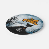 Persoonlijke Happy Halloween Spooky Cat Papieren Bordje (Gekanteld)