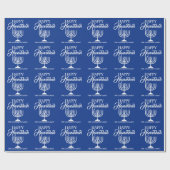 Persoonlijke HAPPY HANUKKAH Blue Menorah Cadeaupapier (Vlak)