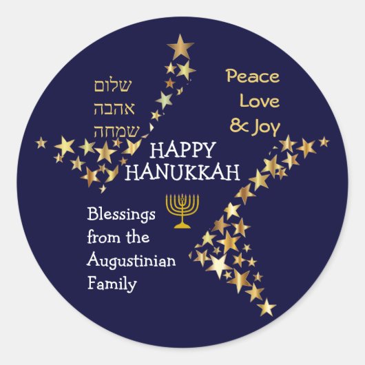 Persoonlijke HAPPY HANUKKAH Ronde Sticker (Voorkant)
