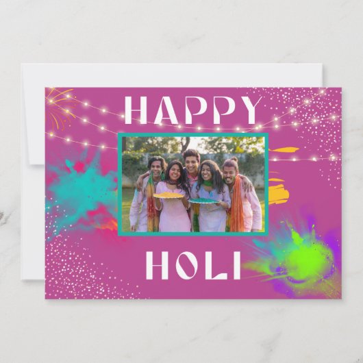 Persoonlijke Happy Holi-boodschap voor kleurrijk f Notitiekaartje (Voorkant)