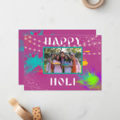 Persoonlijke Happy Holi-boodschap voor kleurrijk f Notitiekaartje (Voorkant / Achterkant in situ)