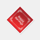 Persoonlijke Happy Holiday Swirl Border Red Servetten (Hoek)