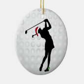 Persoonlijke Happy Hollydays Woman Golfer Keramisch Ornament (Rechts)