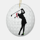 Persoonlijke Happy Hollydays Woman Golfer Keramisch Ornament (Links)