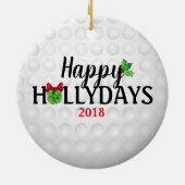 Persoonlijke Happy Hollydays Woman Golfer Keramisch Ornament (Achterkant)