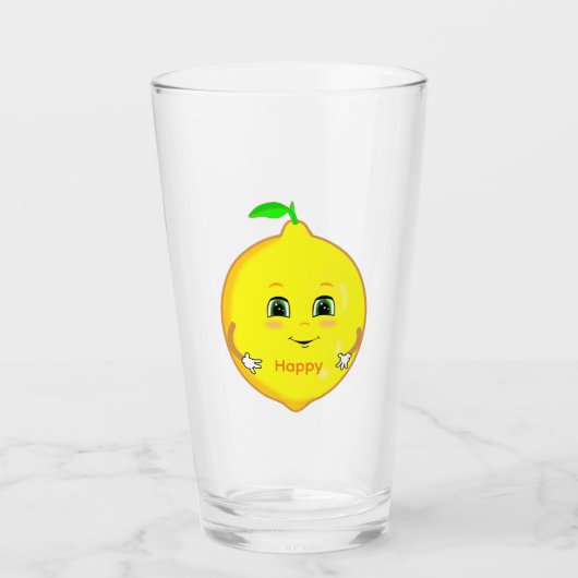 Persoonlijke Happy Lemon & Star Glas (Voorkant)