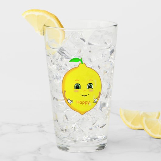 Persoonlijke Happy Lemon & Ster Glas (Voorkant ijs)