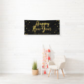 Persoonlijke Happy Nieuwjaar Faux Gold Confetti Spandoek (Insitu)