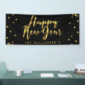 Persoonlijke Happy Nieuwjaar Faux Gold Confetti Spandoek (Beurs)