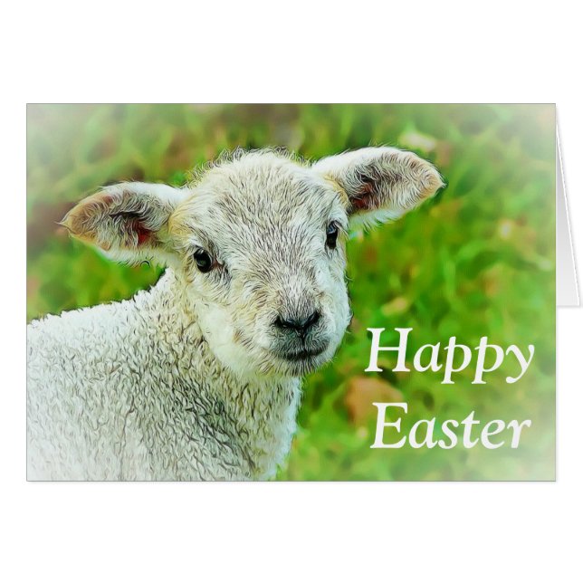 Persoonlijke Happy Paaskleine Lamb Pasen Kaart (Voorkant Horizontaal)