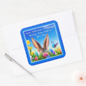 Persoonlijke Happy Paasstickers of Jouw tekst Vierkante Sticker (Envelop)