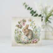 Persoonlijke Happy Paast Bunny met Ei Feestdagenkaart (Staand voorkant)