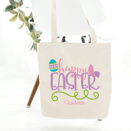 Persoonlijke Happy Paast Cute Modern Typografie Tote Bag