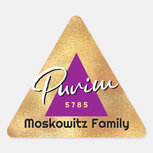 Persoonlijke Happy Purim - Gold Hamentash Sticker (Voorkant)
