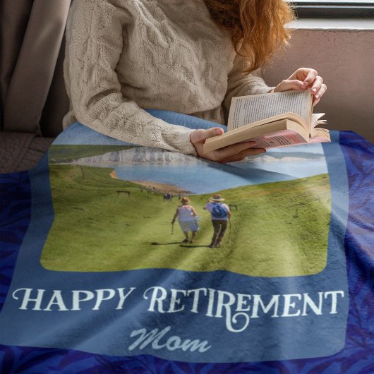 Persoonlijke Happy Retirement cadeaus voor mam Blu Fleece Deken