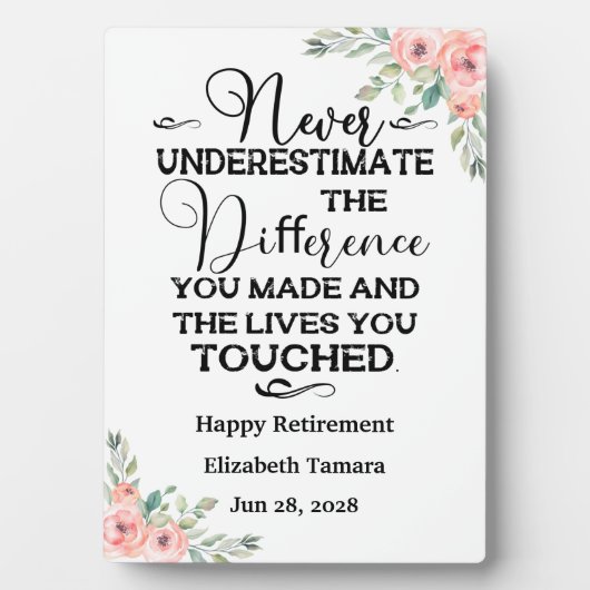 Persoonlijke Happy Retirement quote voor haar Fotoplaat (voorkant)