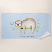 Persoonlijke Happy Sloth Strandlaken (Voorkant)