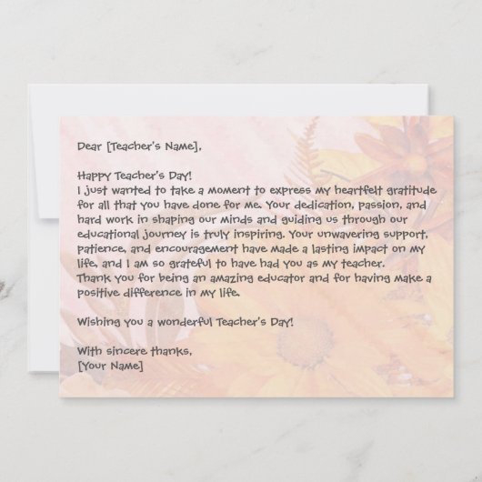 Persoonlijke Happy Teachers Day Bedankt voor je ka (Achterkant)