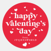 Persoonlijke Happy Valentijnsdag Ronde Sticker (Voorkant)
