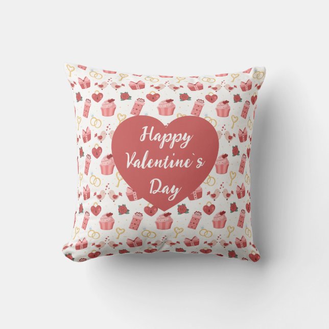 Persoonlijke Happy Valentijnsdag Worp Kussen (Voorkant)