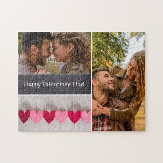 Persoonlijke Happy Valentine's Day Photo Collage Legpuzzel (Horizontaal)