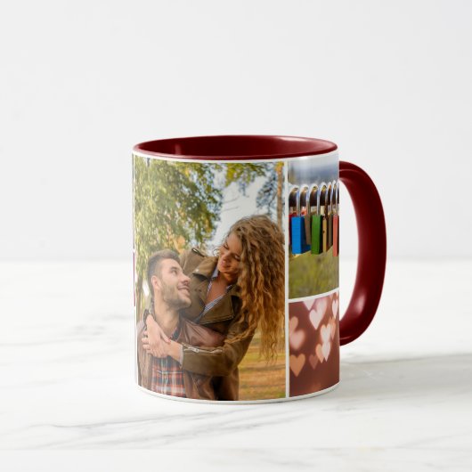 Persoonlijke Happy Valentine's Day Photo Collage Mok (Voorkant rechts)