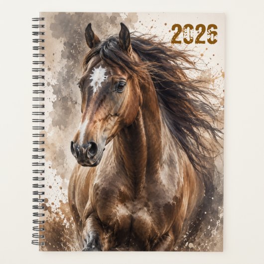 Persoonlijke hardloop donkerbruine paard dagelijks planner (Voorkant)