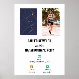 Persoonlijke hardloopkaart voor de finish van de e poster