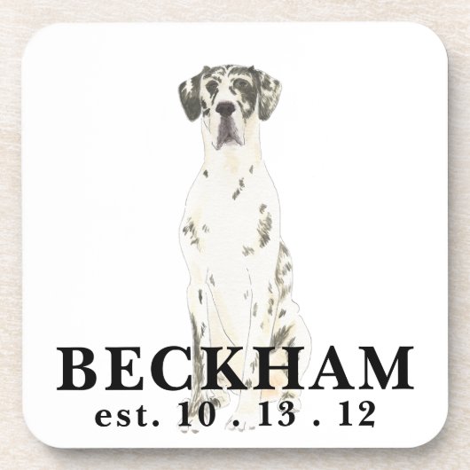 Persoonlijke Harlequin Great Dane Bier Onderzetter (Voorkant)