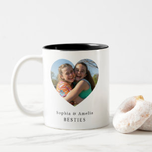 Persoonlijke Hart Foto Naam Beste Vrienden Tweekleurige Koffiemok