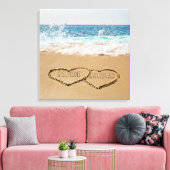 Persoonlijke Hart In Zand Canvas Afdruk (Insitu (Woonkamer))