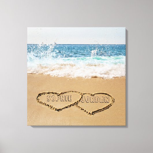 Persoonlijke Hart In Zand Canvas Afdruk (Voorkant)