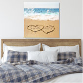Persoonlijke Hart In Zand Canvas Afdruk (Insitu (Slaapkamer))