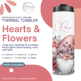 Persoonlijke Harten & Bloemen Gnome Thermosbeker